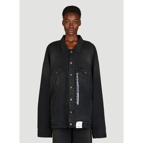 Balenciaga | Jackets & Coats | Balenciaga Size Sticker Denim Jacket ...